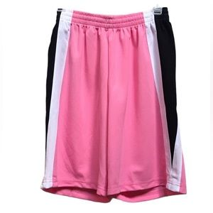 High five pink/ black/ white striped athletic shorts